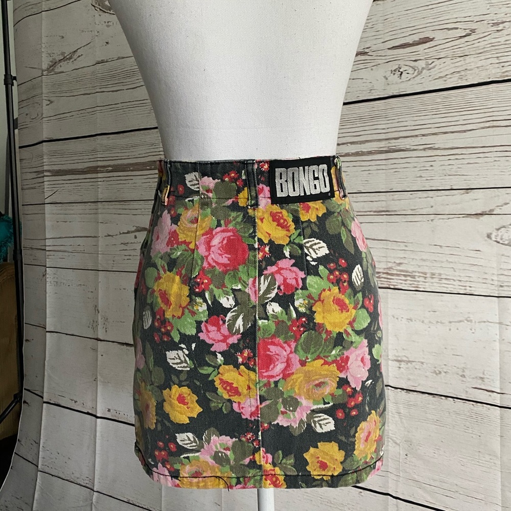 Vintage BONGO Floral Jean Skirt